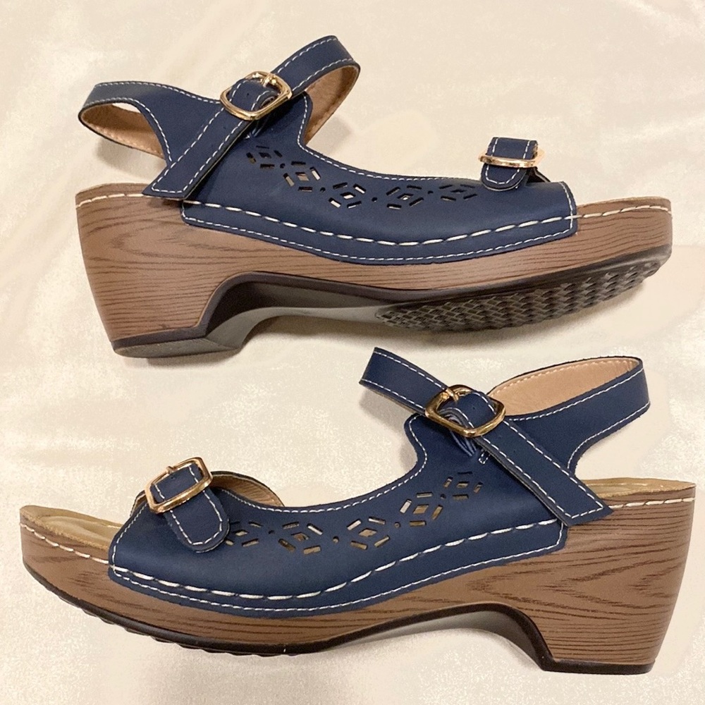 Patrizia Shantay Women’s Springback Sandal Navy , Spring Step Euro Size 38, US 7